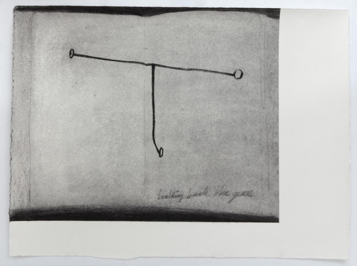 Holding back the years (charcoal and graphite on paper) 51 x 38 cm